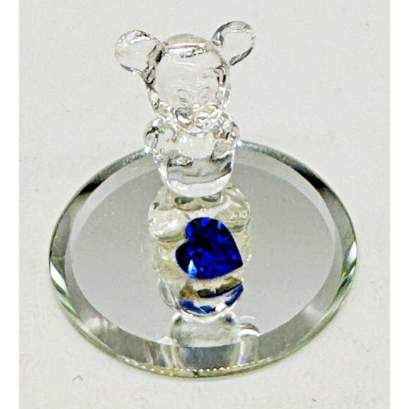 Arribas Crystal Mickey Mouse September Sapphire Rhinestone Birthstone Heart - Picture 1 of 6